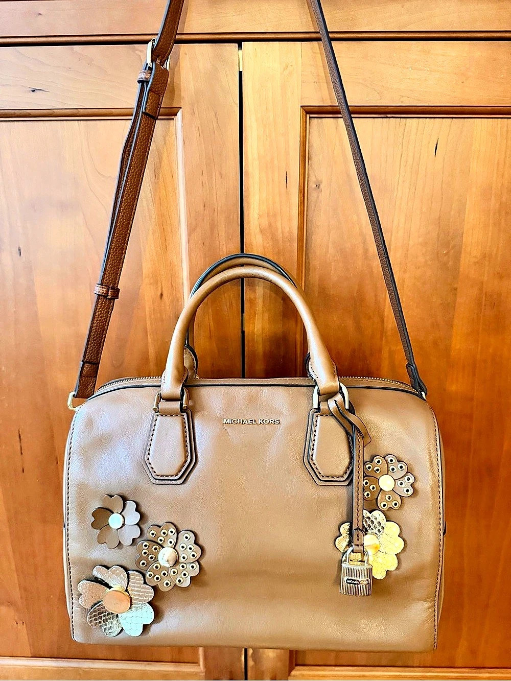 Michael Kors Floral Appliqué Convertible Leather Satchel & Crossbody Bag